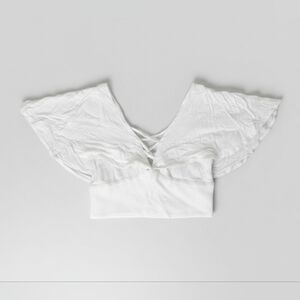 Forever 21 White Flowy Crop-Top